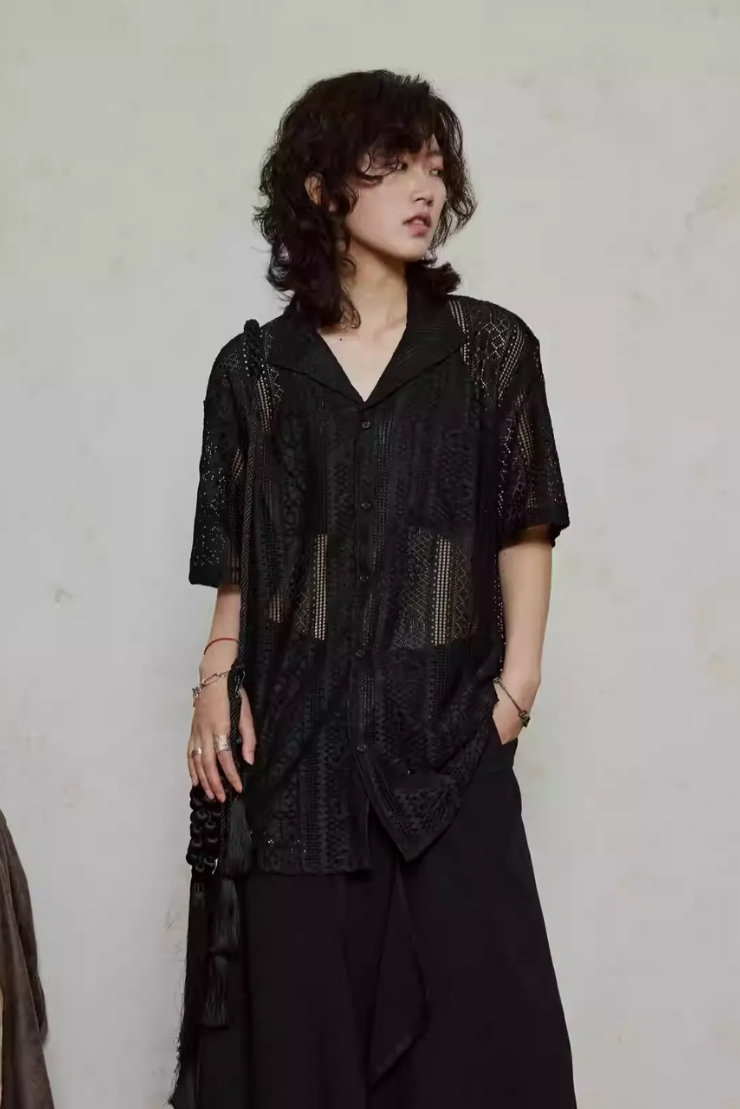 レーシー半袖シャツ