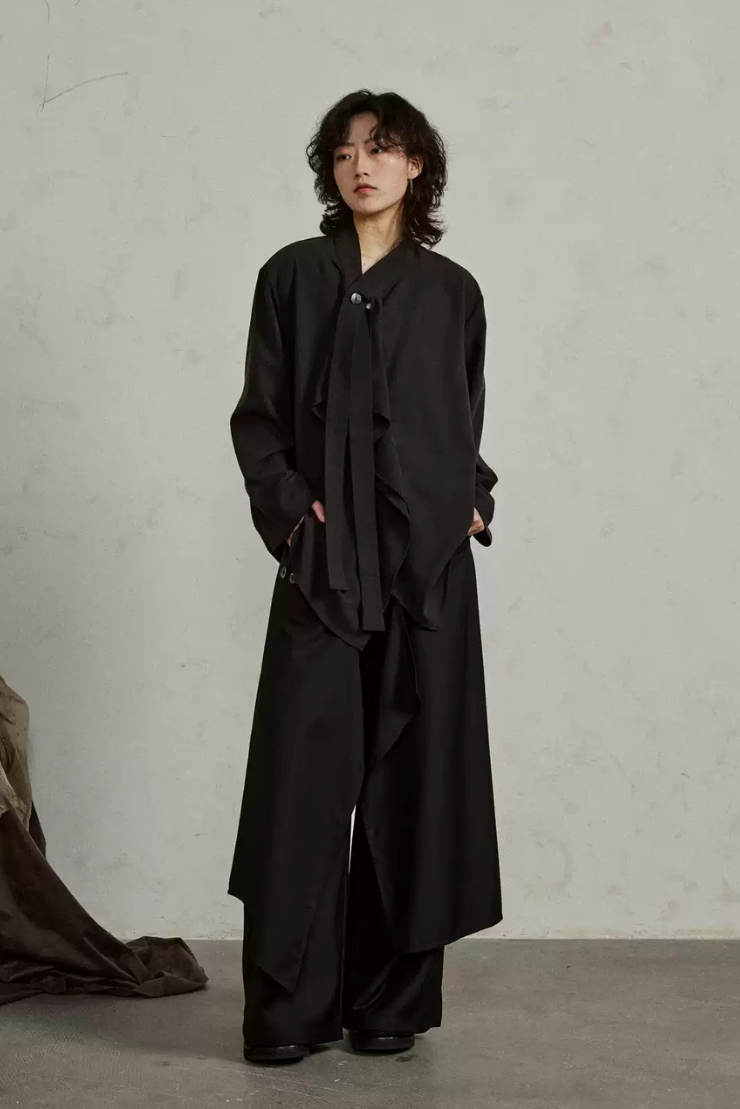 フレンチレトロ リボンシャツ