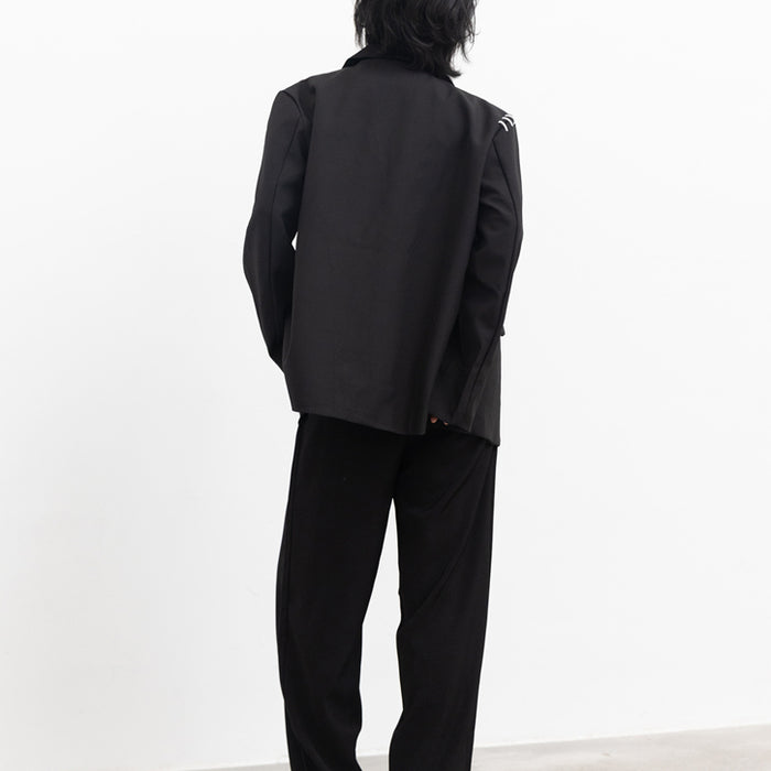 シャーミーの黒のジャケット ホワイトステッチ　サイズ44 Cotton Chino White Stitch Shirt Jacket(XS BLACK): YOHJI