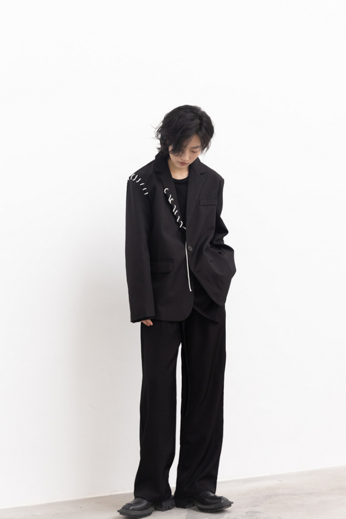 Y's 00AW ホワイトステッチ 変形トラッカージャケット 2 ブラック T/C Flower Embroidery Swingtop(WHITE)(M WHITE): YOHJI